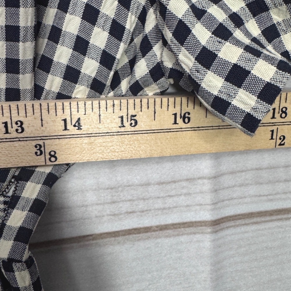 Vintage EXPO Gingham Maxi Dress Black Cream Short Sleeve Size 6 cottagecore - Picture 4 of 7